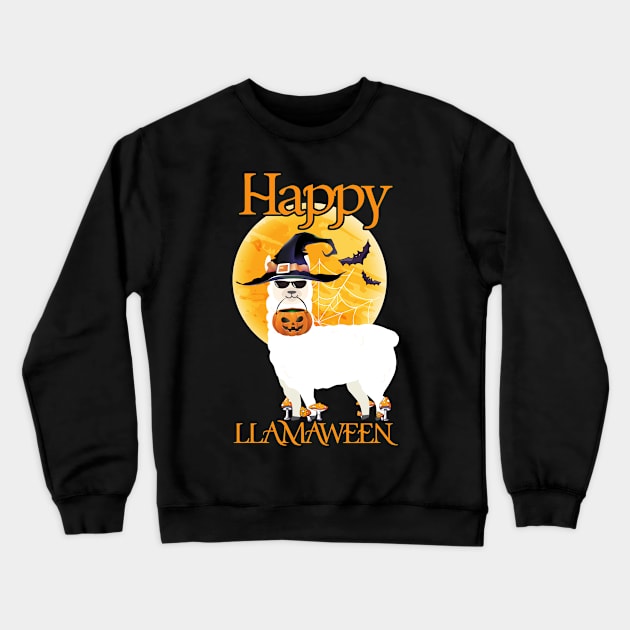 Halloween Shirt Happy Hallamaween Llamaween Llama Lover Gift Crewneck Sweatshirt by foxmqpo